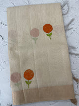 Tissue linen saree with embroidery MSL845