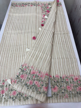 Mul chanderi saree with embriodery & zari lines MSH275