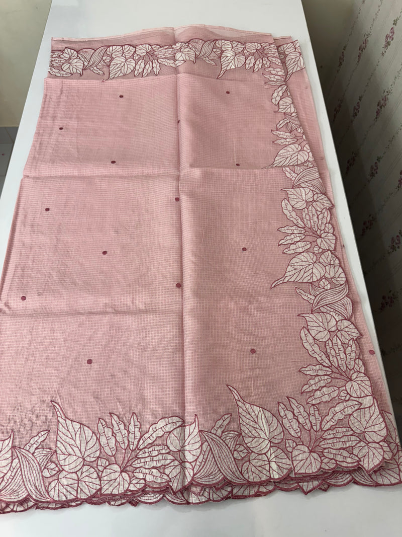 Soft kota silk saree with embriodery MS15031- PeachPink