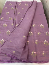 Blended Malai chanderi saree with embroidery MS5568 Lavender