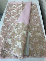 Jute Linen saree with thread work MSH206 -Pink