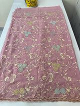 Pure Georgette saree with embriodery and applique work MS15567 Pink