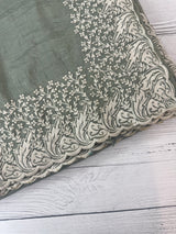 Crush Organza embroidery saree MS9739- Dusky Green