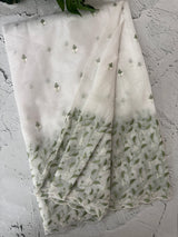 Glass tissue organza saree with embroidery MSF132 White to Green