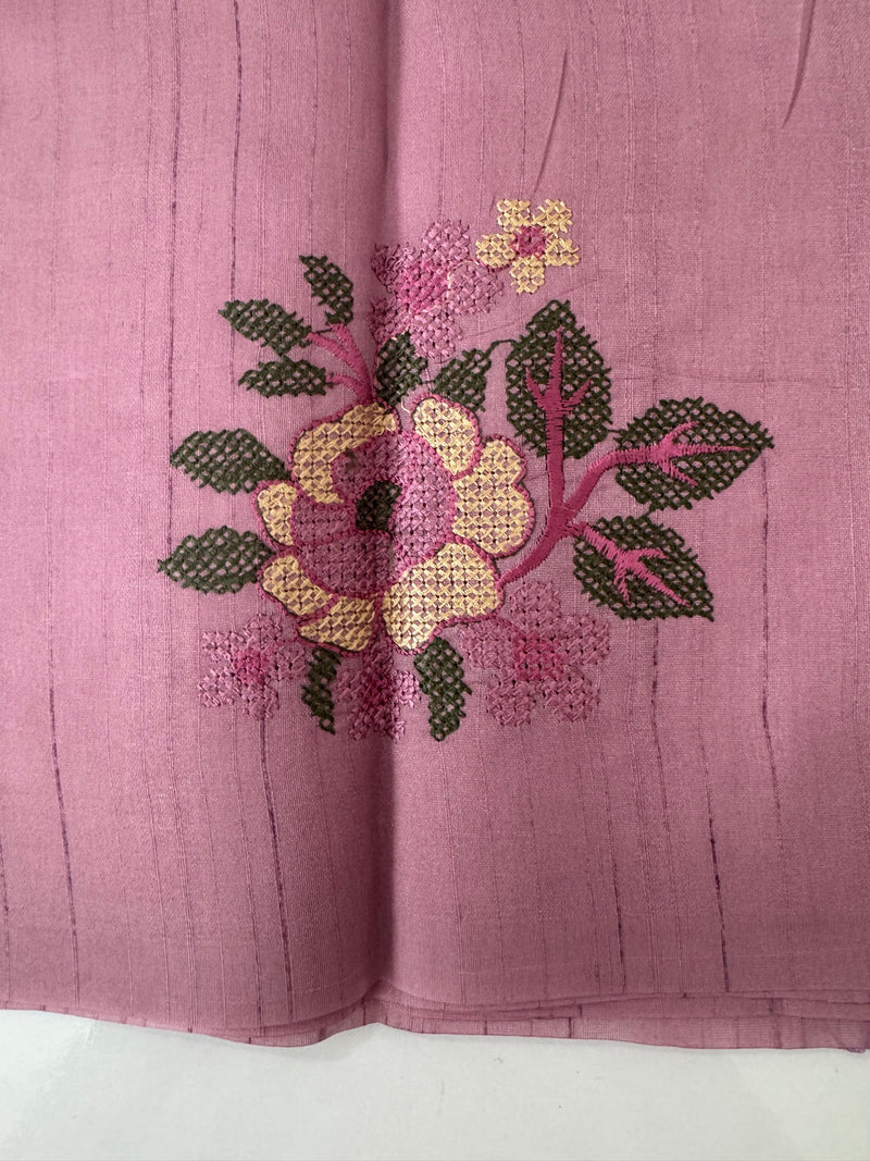 Blended matka tussar silk saree with embroidery - MS90654 OnionPink