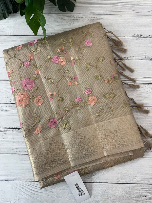 Kota Tissue Silk Saree with multicolor embroidery - SYACSER