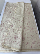Blended soft tussar saree with cross stitch embriodery - MS8666 (1)