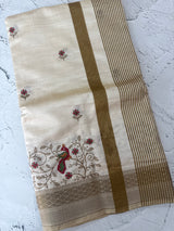 Blended tussar silk saree with embroidery- MSH490