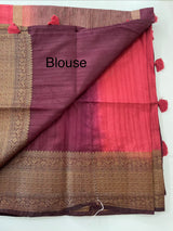 Soft silk sarees with contrast pallu & blouse MJL890