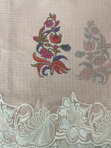 Soft kota checks saree with prints & embroidery borders - MS5643