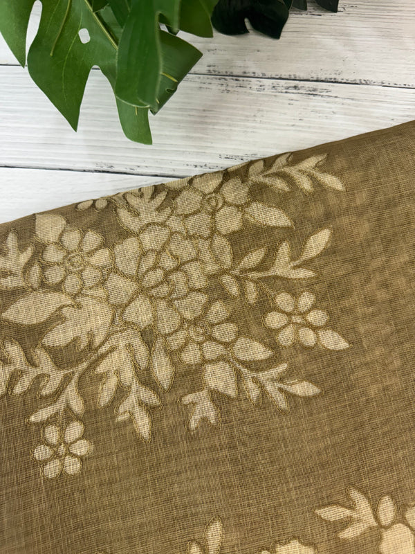 Tissue Linen Saree with applique work MRS890
