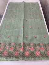 Blended matka Tussar silk saree with embroidery MS4856
