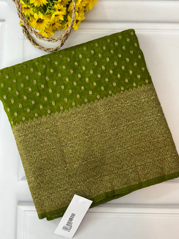 Semi banarasi Khaddi Georgette saree - MS1498 LeafGreen