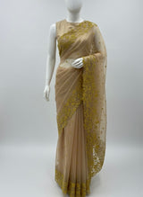 Tissue Organza saree with embriodery MS14638 GreenyYellow