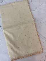 Mul Chanderi Tissue silk saree with foil work & scalloped borders - MNM249 Mustard