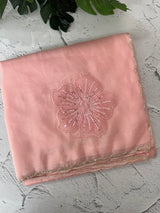 Handworked Crush Organza saree with applique work MBS676 PeachPink