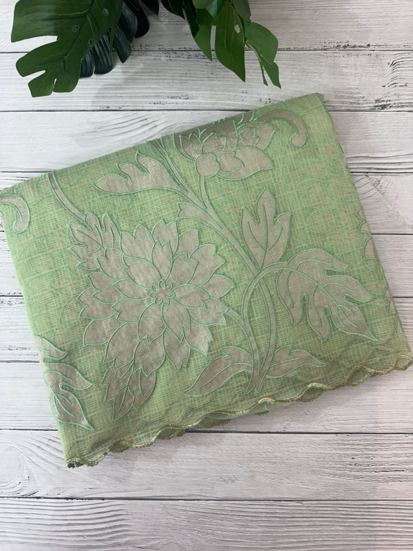 NetKota saree with tissue applique work MS15145 - PastelGreen