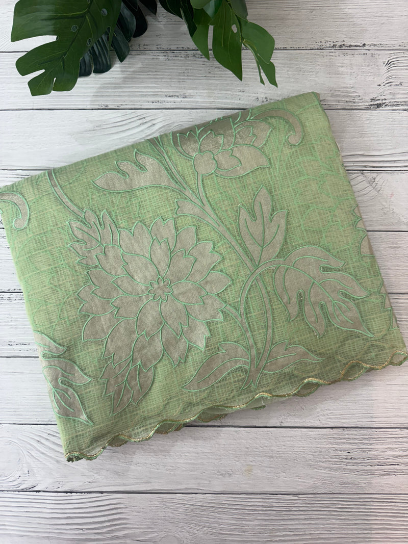 NetKota saree with tissue applique work MS15145 - PastelGreen