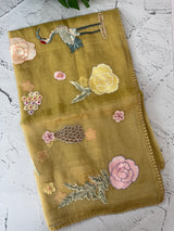 Tissue organza saree with thread pollen work MS15242
