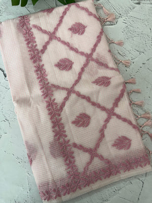 Kota Moonga checks saree with Chikankari work  MSH241