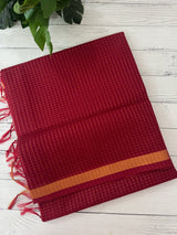 Mangalagiri Silk Cotton Saree with zari checks MS90321 Maroon