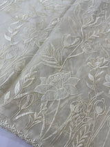 Soft organza saree with applique and thread work - MSH956 - Offwhite
