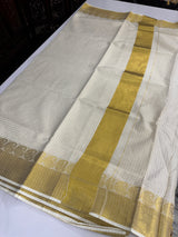 Kerala cotton saree checks - Mango border