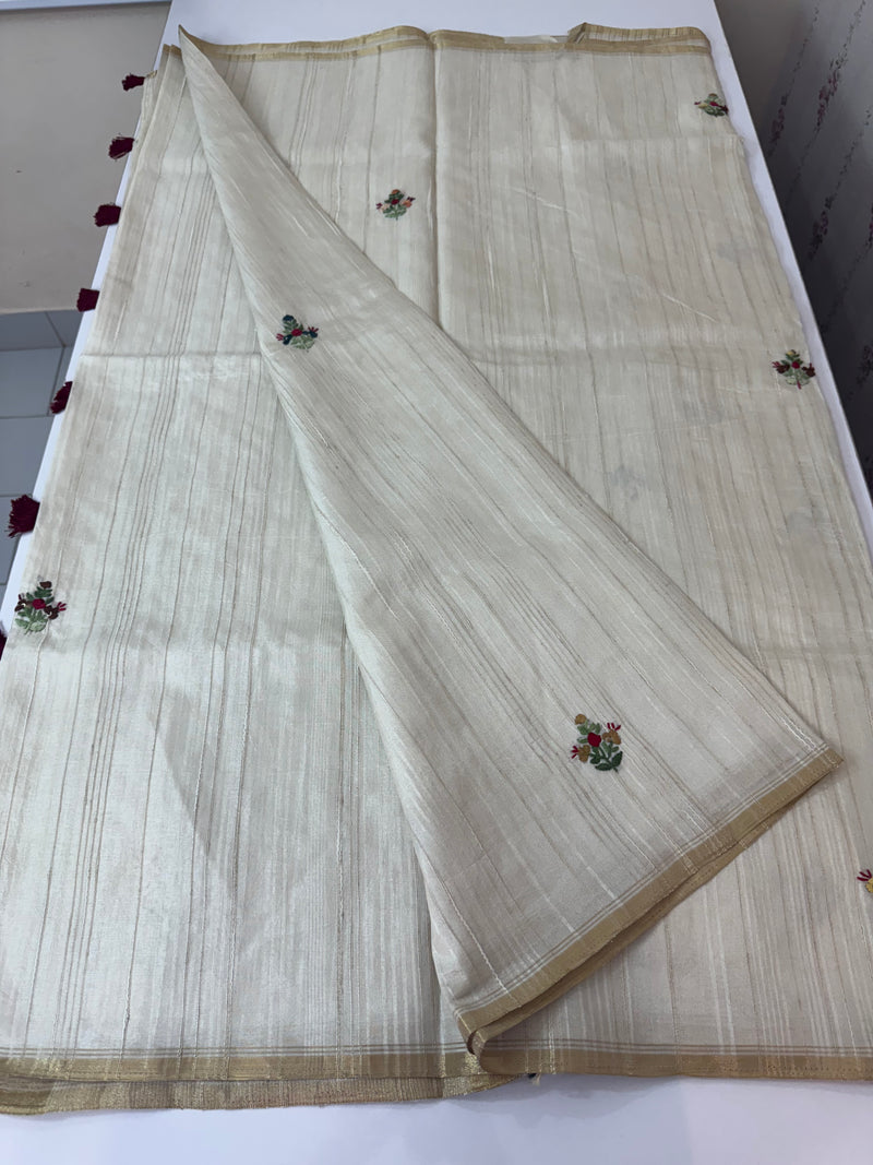 Handworked Blended tussar silk saree MS90543