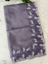 Silky kota saree with embriodery borders MS16372 DustyLavender