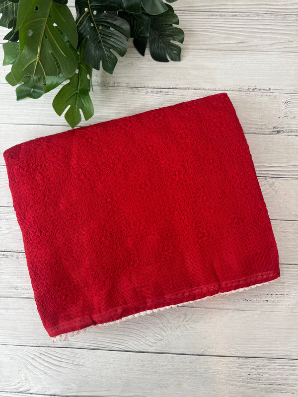 Phulkari Net Kota saree - MS8889 Red (design 1)