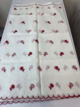 NetKota Applique work saree  MSH141- White & Red