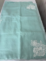 Crush Organza saree with applique work MBS677