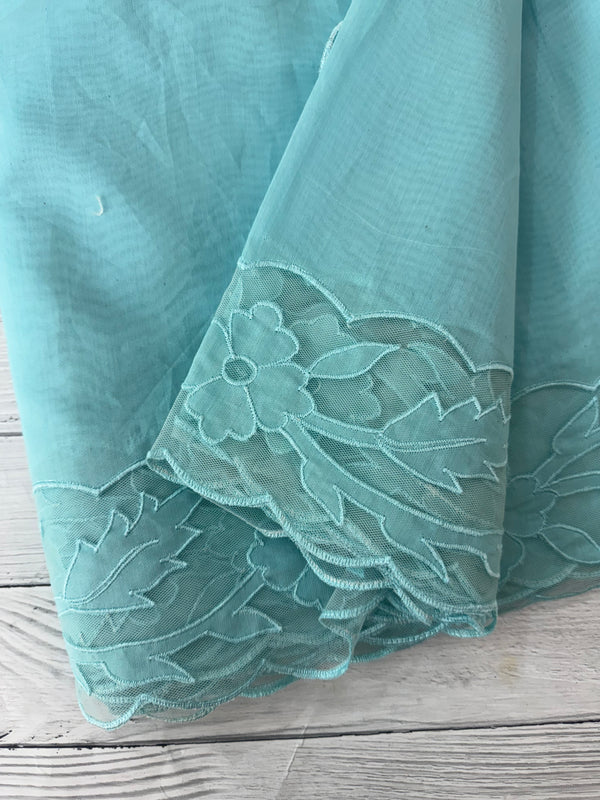Mul chanderi saree with applique borders MSH111 PastelBlue