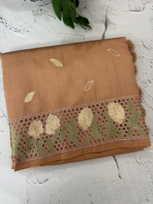 Cutwork Raw silk saree MSH228(2) DustyPeach