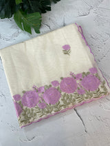 Mul chanderi embriodery saree with scalloped borders MSH176