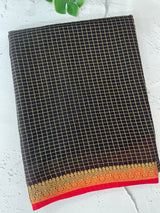 Crepe chiffon saree with small checks zari weaving  MS81890