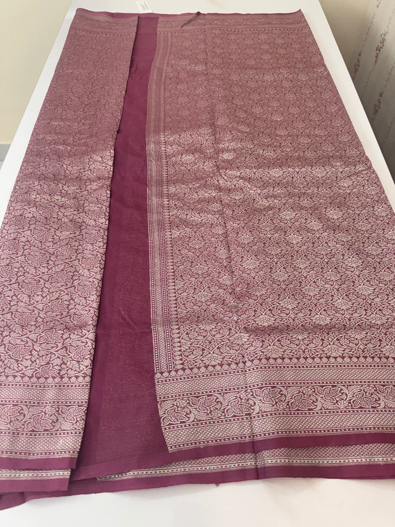 Banarasi semi katan saree in silver zari SHSNRIC