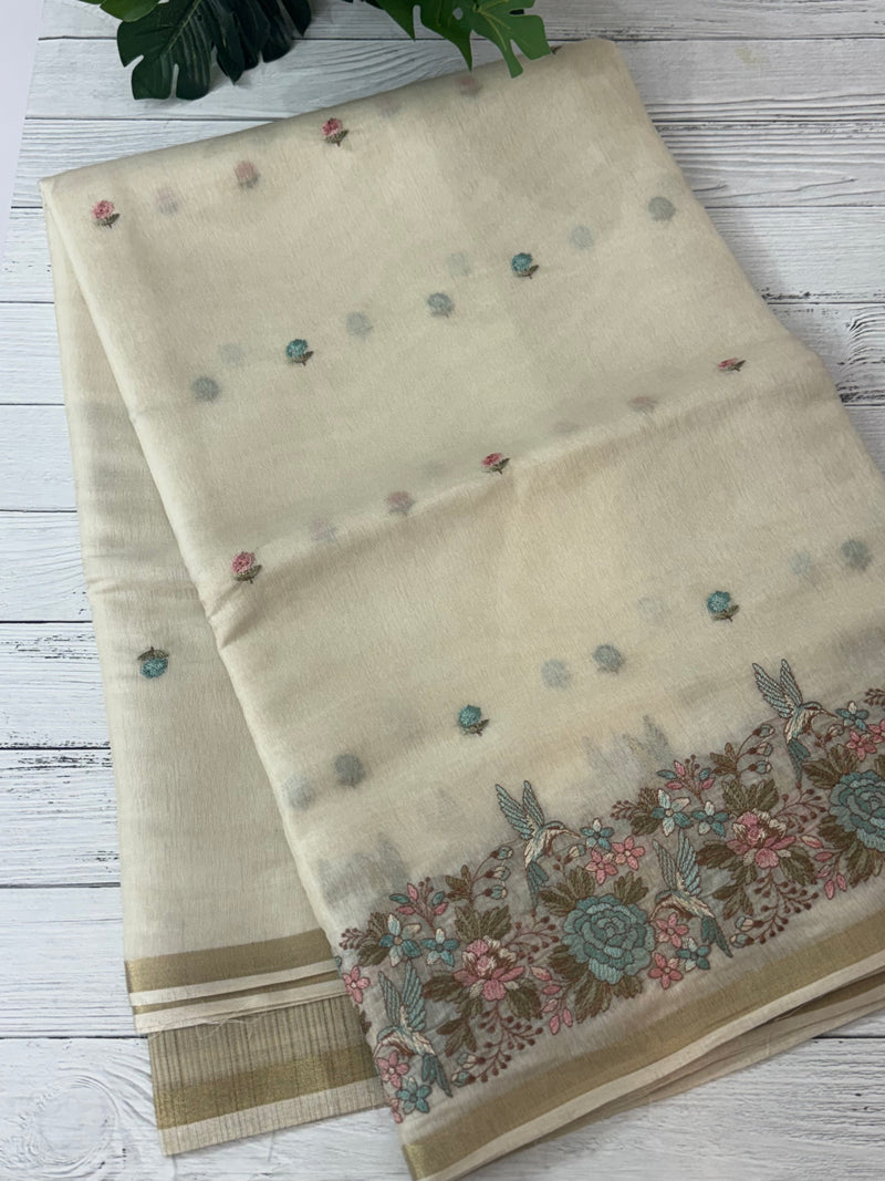 Chanderi viscose silk saree with embroidery MS98544