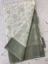 Ombre Kota Supernet saree with cross  embroidery MS1445