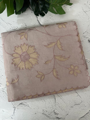 Soft Pashmina saree with organza Applique work MSH253