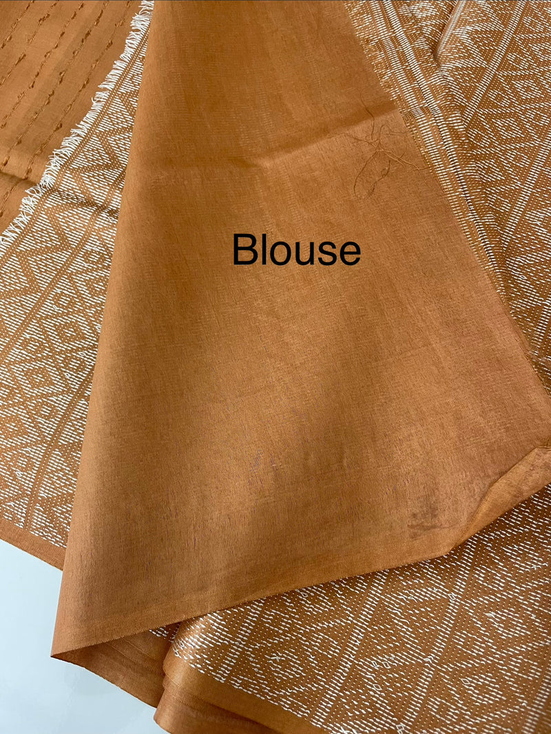 Bhagalpuri Semi tussar saree MS871- HoneyOrange