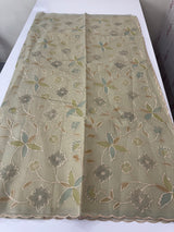 Moonga checks saree with prints and embroidery MSH154- DuskyOlive