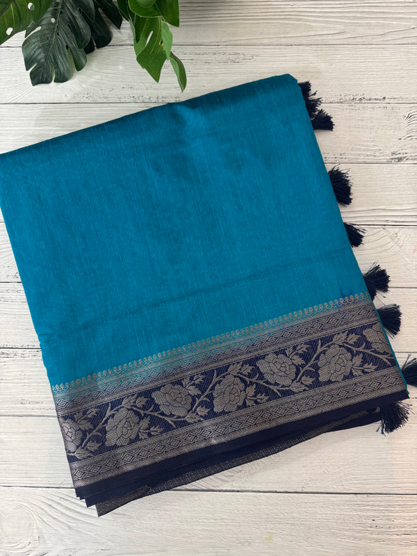 Jute linen sarees with contrast pallu & blouse MJL456