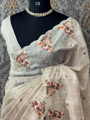 Premium Soft kota silk saree with embroidery MSS678 (Triangle embroidery)