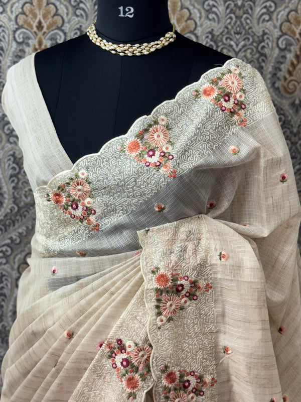 Soft kota silk saree with embroidery MSS678 (Triangle embroidery)