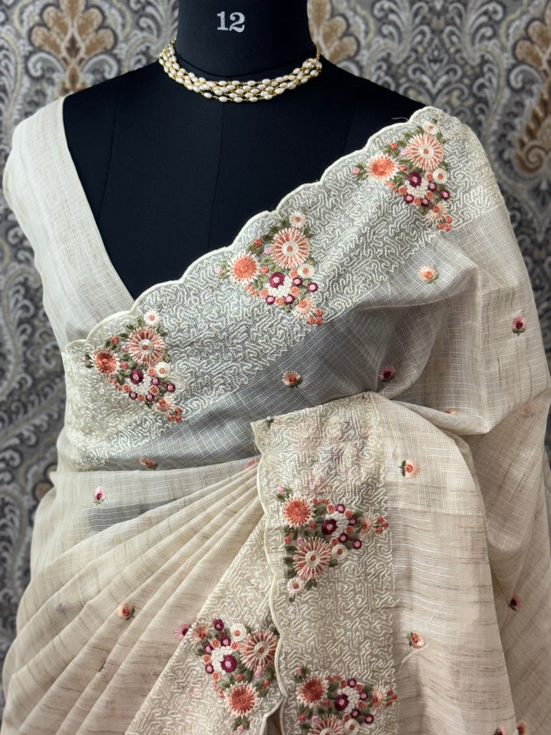 Soft kota silk saree with embroidery MSS678 (Triangle embroidery)