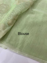 Viscose organza saree with thread work - MSH925 PastelGreen
