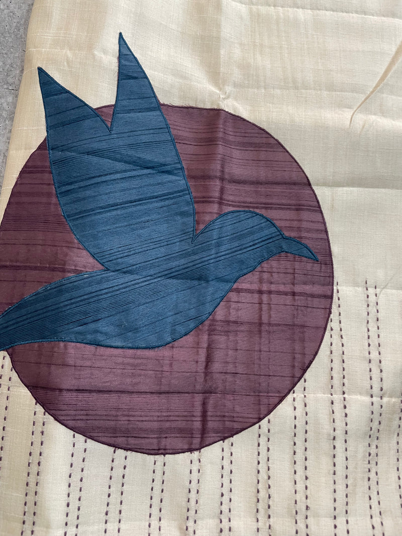 Blended tussar saree with kanta embriodery and appliqué work- MBTS99