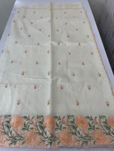 Mul chanderi embriodery saree with scalloped borders MSH176