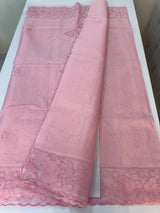 Viscose Organza saree with applique work-MSH101 Pink